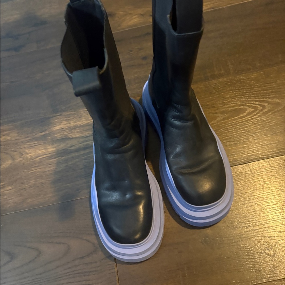 Bottega Veneta Black Ankle Boots with Purple Soles